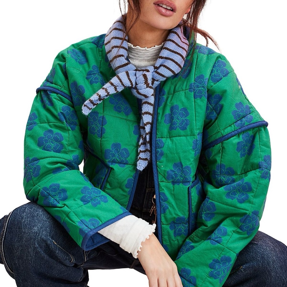 NWT Free People - Chloe Floral Print Padded Jacket (in Grass Combo) - XS - Picture 8 of 10